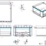 Bouwtekening van metalen structuur met detailweergaven.